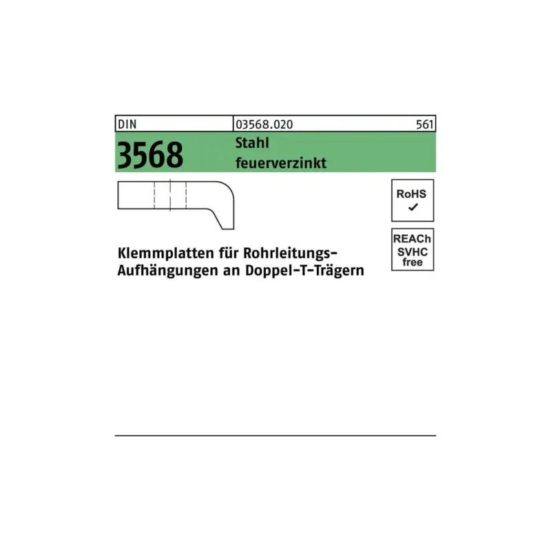 Klemmplatte DIN 3568 60/18 - M16 Stahl feuerverz. 1 Stück Bestseller