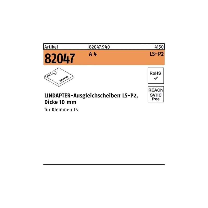 Kracherpreis Lindapter Ausgleichsscheibe R 82047 LS 10 P2 A 4 1 Stück