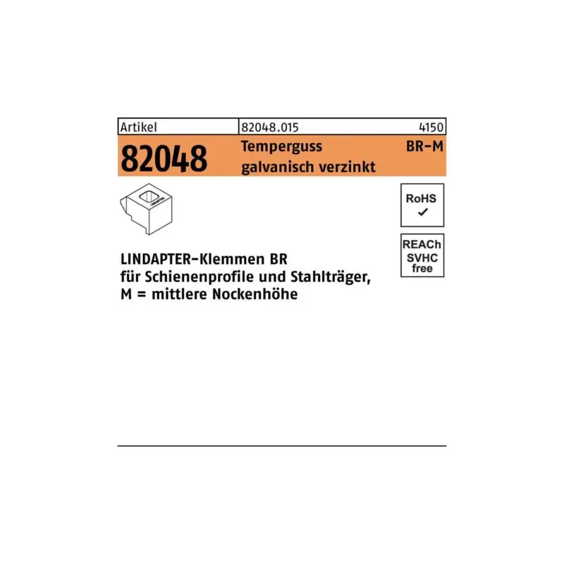 Günstig Lindapter Klemme R 82048 GTW 40 BR 12 / 6,0 Temperguss galvanisch verzinkt 1 Stück