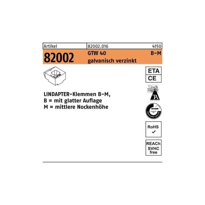 Lindapter Klemmen R 82002 GTW 40 MM 12 / 6,0 galvanisch verzinkt 1 Stück Mega-Angebot