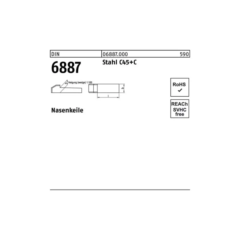 Nasenkeil DIN 6887 12x 8x 60 Stahl C45+C 10 Stück Sofort Bestellen